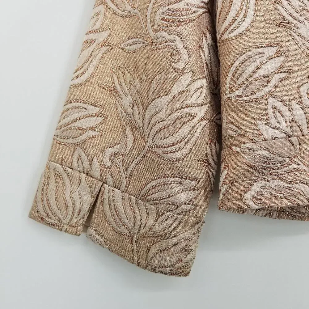Marciano Y2K Metallic Floral Jacquard Cropped Jacket M Guess 3/4‎ Sleeves
